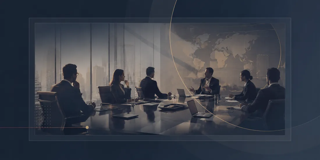 Corporate boardroom strategy meeting